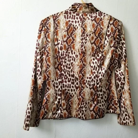 Cache Luxe Asian Animal Print Silk Jacket sz 8 New $258